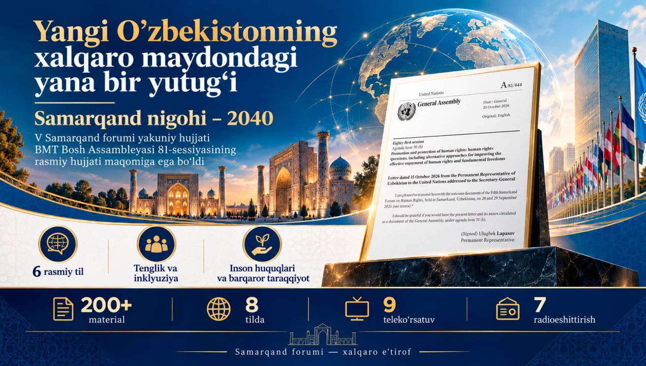Янги Ўзбекистоннинг халқаро майдондаги яна бир ўзига хос ютуғи