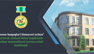 2025-yilda “Inson huquqlari himoyasi uchun” ko‘krak nishoni bilan taqdirlash uchun nomzodlarni tavsiya etish boshlandi